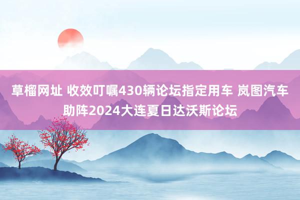   草榴网址 收效叮嘱430辆论坛指定用车 岚图汽车助阵2024大连夏日达沃斯论坛