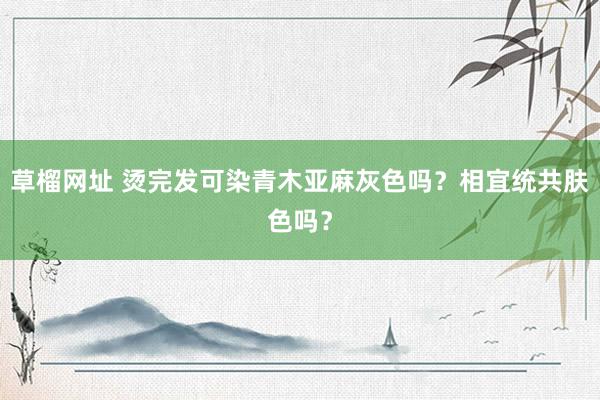 草榴网址 烫完发可染青木亚麻灰色吗？相宜统共肤色吗？