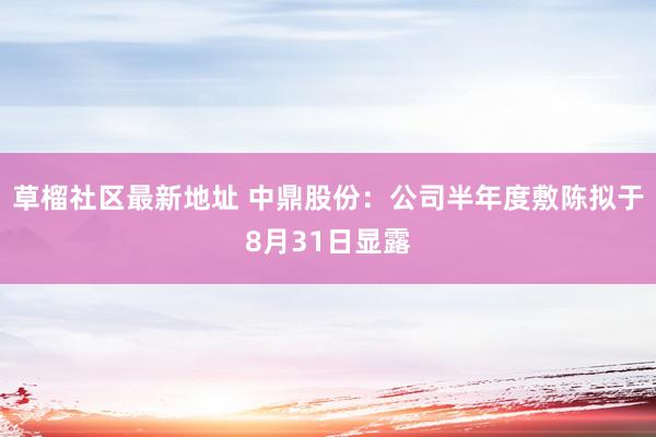   草榴社区最新地址 中鼎股份：公司半年度敷陈拟于8月31日显露