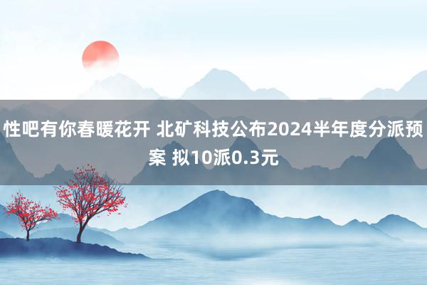 性吧有你春暖花开 北矿科技公布2024半年度分派预案 拟10派0.3元