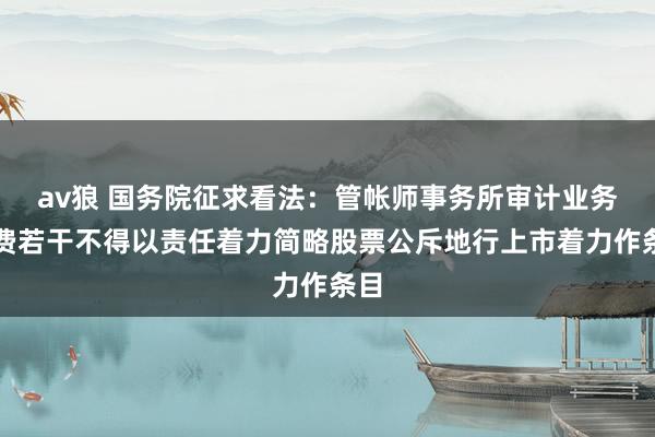 av狼 国务院征求看法：管帐师事务所审计业务收费若干不得以责任着力简略股票公斥地行上市着力作条目