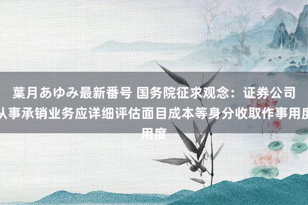   葉月あゆみ最新番号 国务院征求观念：证券公司从事承销业务应详细评估面目成本等身分收取作事用度