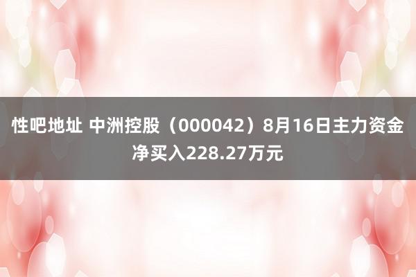 性吧地址 中洲控股（000042）8月16日主力资金净买入228.27万元