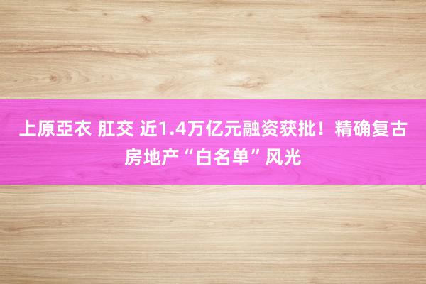   上原亞衣 肛交 近1.4万亿元融资获批！精确复古房地产“白名单”风光